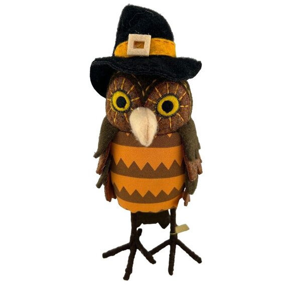Barney 2018 Target Fall Halloween Felt Owl Figurine With Hat & Tag Barney‎ - Picture 1 of 7
